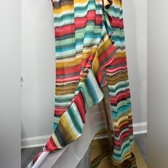 Seamline Cynthia Steffe Colorful Striped Sun Dress Size 12 Rainbow - Picture 9 of 11